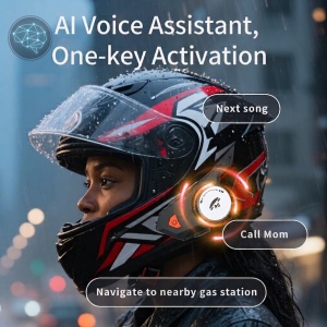 Bluetooth 5.4 komplet za motoristično čelado Techstar MotoCom, prostoročno, mikrofon in zvočniki, Dual Phone, IPX6, baterija 700 mAh, do 12 ur delovanja, USB-C, navigacija in glasovni pomočnik - Img 6