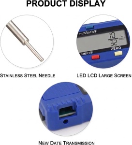 Digitalni merilnik globine profila pnevmatik Techstar, 0–25,4 mm, ločljivost 0,01 mm, 3 načini mm/palci/ulomki, funkcija ZERO, zaslon LCD, za avtomobile, motorna kolesa in tovornjake - Img 3