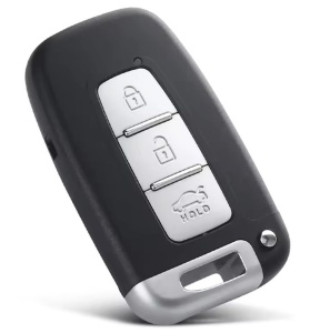 Carcasa cheie auto pliabila Techstar compatibila cu Hyundai Sonata, Azera, Genesis Coupe, ix35, i30, i45 si Kia Forte, Sportage, K2, K5, 3 butoane, HOLD portbagaj, lama HYN14 stanga, fara electronica, vedere inclinata