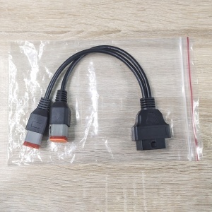 Adaptor OBD2 la Harley-Davidson 4 pini + 6 pini, splitter Y, vedere pe lemn