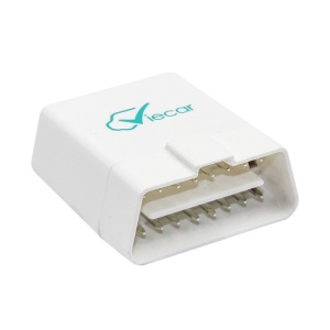 Adaptor Viecar alb OBD2 vedere din spate cu pini metalici