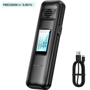 Prenosni digitalni alkotester Techstar® s senzorjem in brezkontaktnim merjenjem, zaslon LCD, LED indikator in polnjenje prek USB