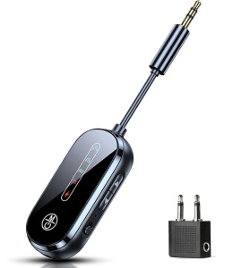 Αντάπτορας ήχου Bluetooth 6.0 2-σε-1 δέκτης και πομπός Techstar, TX/RX, σύνδεση με δύο συσκευές, AUX 3,5 mm, μπαταρία 250 mAh, Hands-Free, χαμηλή καθυστέρηση, εμβέλεια 10 m, για αεροπλάνο, τηλεόραση, αυτοκίνητο και ακουστικά