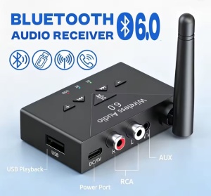 Δέκτης ήχου Bluetooth 6.0 με μικρόφωνο Techstar J300, AUX 3,5 mm, RCA, USB Player, Hi-Fi Stereo, εξωτερική κεραία, Type-C 5V, εμβέλεια έως 20 m, για αυτοκίνητο, ηχεία και ενισχυτή - Img 9