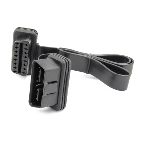 Prim-plan conectori OBD2 J1962 Tip A, cablu panglica plata 60 cm, extensie mama-tata