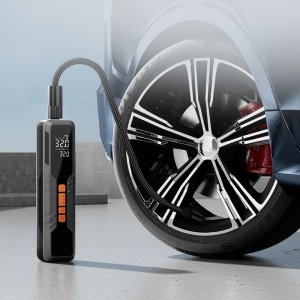 Compresor auto cu LED si ventilator radial in fundal