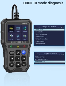 Interfata tester YM519 cu ecran pornit si pictograme albastre