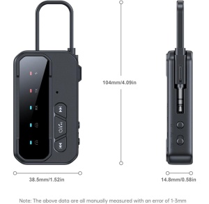 Bluetooth 5.4 аудио адаптер 2-в-1 TX/RX, двойно свързване с 2 устройства, AUX 3.5 мм и USB-C, ниска латентност, микрофон, батерия 200 mAh, за самолет, телевизор, автомобил и Bluetooth слушалки - Img 8