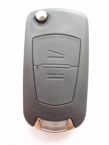 Carcasa cheie transformatoare Techstar upgrade cheie tip briceag flip 2 butoane lama HU46 compatibila Opel Astra G Vectra B Zafira A Corsa C vedere fata