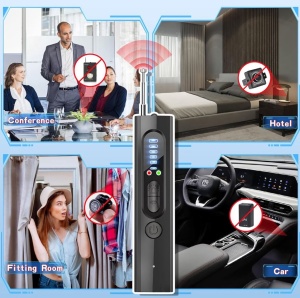 Protivohunski detektor Techstar T15 za skrite kamere, mikrofone, naprave GPS/GSM in RF signale 1 MHz–6,5 GHz, zaznavanje leč in magnetnega polja, 6 stopenj občutljivosti, USB-C, črn - Img 4