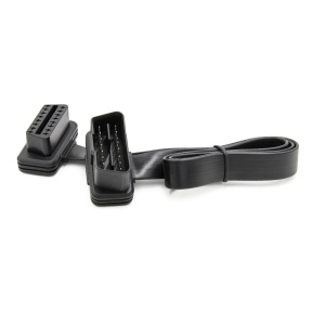 Gros-plan mufe OBD2: conector mama si conector tata J1962, cablu panglica plata 60 cm Techstar