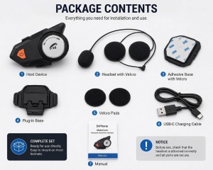 Bluetooth 5.4 komplet za motoristično čelado Techstar MotoCom, prostoročno, mikrofon in zvočniki, Dual Phone, IPX6, baterija 700 mAh, do 12 ur delovanja, USB-C, navigacija in glasovni pomočnik - Img 7