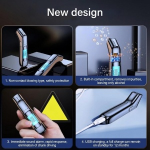 Prenosný digitálny alkoholtester Techstar, bezkontaktný, LCD, 5 sek., 0,000-0,199% BAC, vysokopresný senzor, USB nabíjanie - Img 7