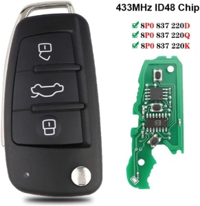 Cheie auto Audi cu 3 butoane, include placa electronica si ambalaj