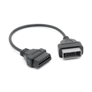 Cablu adaptor Nissan, mufă 14 pini rotundă la conector OBD2, fundal alb
