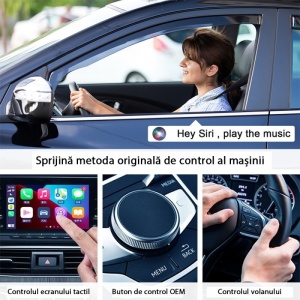 Interfata Apple CarPlay afisata pe sistem multimedia auto