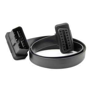 Cablu extensie OBD2 16 pini, panglica plata, mufe cu protectie, vedere de sus