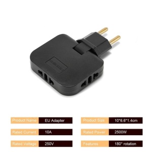 Adaptor electric negru compatibil EU si US