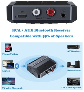 Bluetooth 5.3 avdio sprejemnik z NFC Techstar T59, prostoročni mikrofon, AUX 3,5 mm, RCA, USB, kartica TF, Type-C 5 V, za avto, zvočnike in ojačevalnik - Img 11