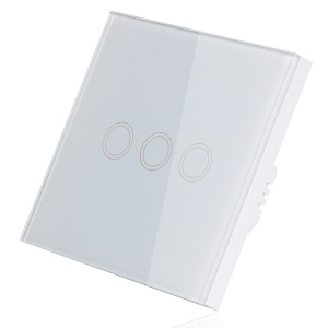 Techstar® Touch Switch, защитено стъкло, модерен дизайн, LED осветление, 3 фази, бяло