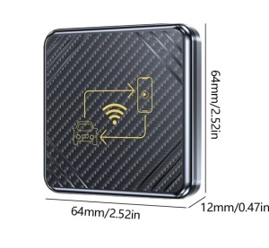 Adaptor Wireless Carplay Techstar V2 cu inscriptie aurie pe carcasa neagra