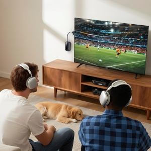 Αντάπτορας ήχου Bluetooth 5.4 2-σε-1 TX/RX, διπλή σύνδεση με 2 συσκευές, AUX 3,5 mm και USB-C, χαμηλή καθυστέρηση, μικρόφωνο, μπαταρία 200 mAh, για αεροπλάνο, τηλεόραση, αυτοκίνητο και ακουστικά Bluetooth - Img 6