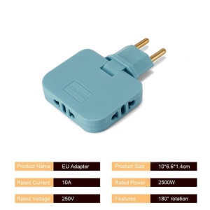 Adaptor electric albastru compatibil EU si US