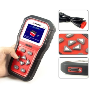 Pachet tester OBD2 KONNWEI KW860 rosu cu manual si cabluri incluse