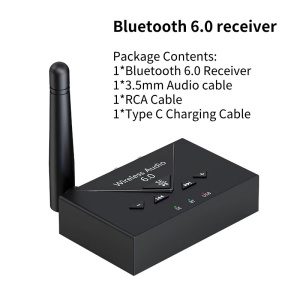 Bluetooth 6.0 avdio sprejemnik z mikrofonom Techstar J300, AUX 3,5 mm, RCA, predvajalnik USB, Hi-Fi stereo, zunanja antena, Type-C 5 V, doseg do 20 m, za avto, zvočnike in ojačevalnik - Img 7