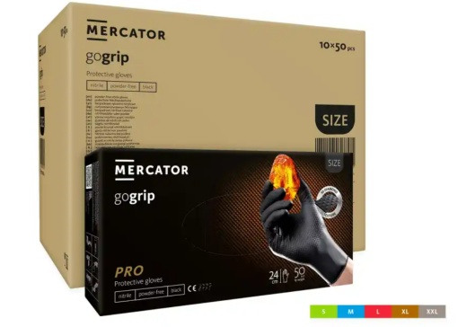 Mănuși din nitril negre GoGrip , nepudrate, 50 bucăți texturate - Img 2