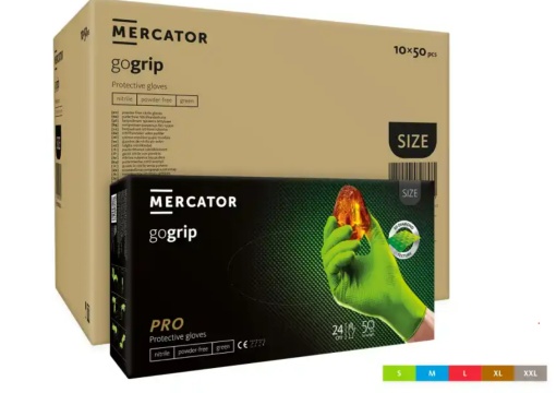 Mănuși din nitril MERCATOR gogrip verzi, nepudrate, 50 bucăți - Img 2