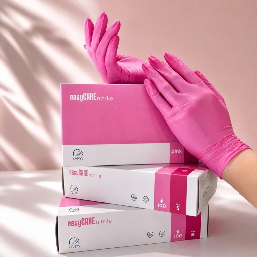 Manusi examinare nitril roz EasyCare 100 bucati/cutie - Img 3