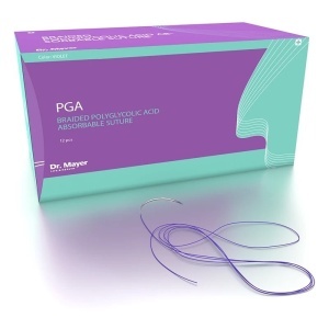 Fire sutura resorbabile PGA 5-0 cu ac de 20mm 3/8 triunghiular Dr Mayer