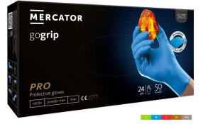 Mănuși din nitril MERCATOR gogrip albastre, nepudrate, 50 bucăți