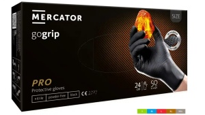 Mănuși din nitril MERCATOR gogrip negre, nepudrate, 50 bucăți