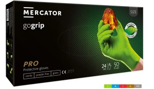 Mănuși din nitril MERCATOR gogrip verzi, nepudrate, 50 bucăți