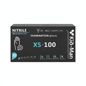 Manusi din nitril nepudrate negre Kid-Man,100 bucati/cutie