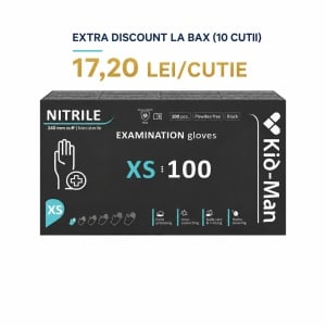 Manusi din nitril nepudrate negre Kid-Man,100 bucati/cutie