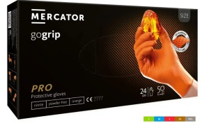 Mănuși din nitril MERCATOR gogrip portocalii, nepudrate, 50 bucăți