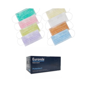 Măști chirurgicale în 3 straturi Euronda Pro3, 50 bucăți/cutie