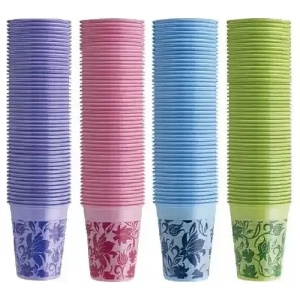 Pahare din plastic de unică folosință Euronda Monoart Floral 200ml, 100 bucăți/set