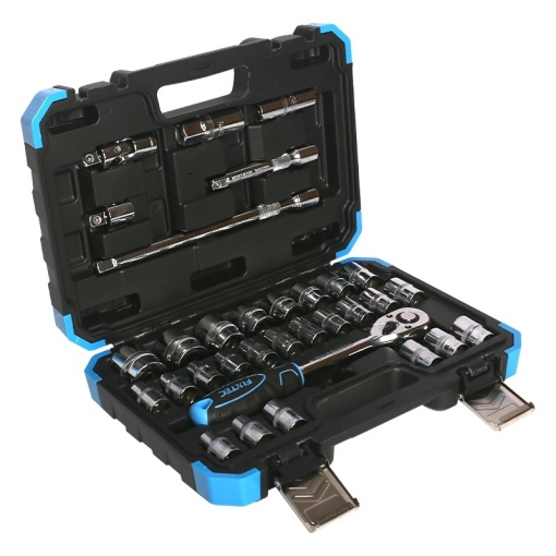 Trusa chei tubulare 32 piese 1/2", CR-V, cu clichet reversibil si carcasa din plastic - Img 2