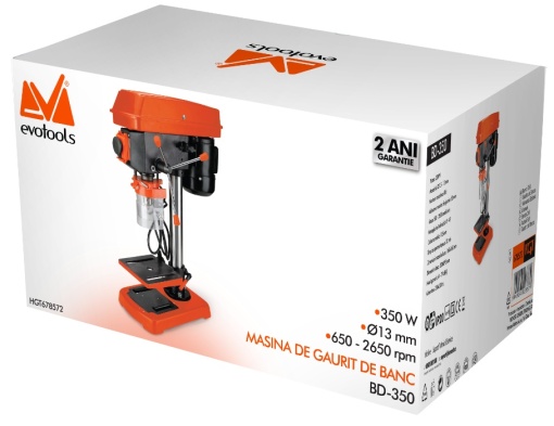 Masina de gaurit pe suport fix BD 350, 350 W, 2650 RPM, 5 viteze - Img 2