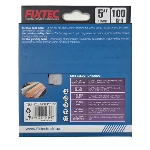 Set 5 discuri slefuire FIXTEC 125 mm P100 - Img 2