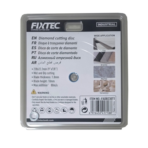 Disc diamant FIXTEC 230x22.2mm pentru taiere uscata si umeda - Img 2