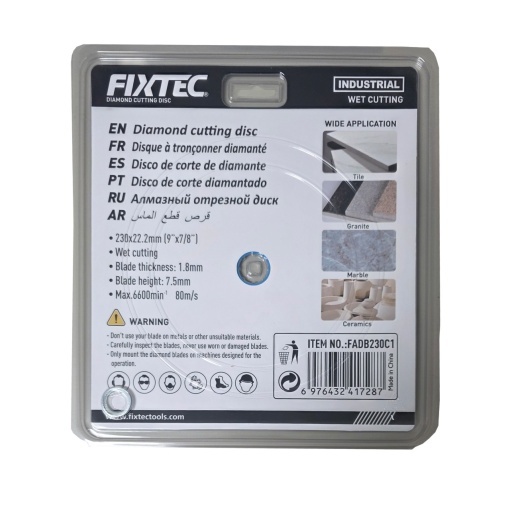 Disc diamantat pentru taiere FIXTEC 230x22.2mm, segment 7.5mm, clasa 5 - Img 2