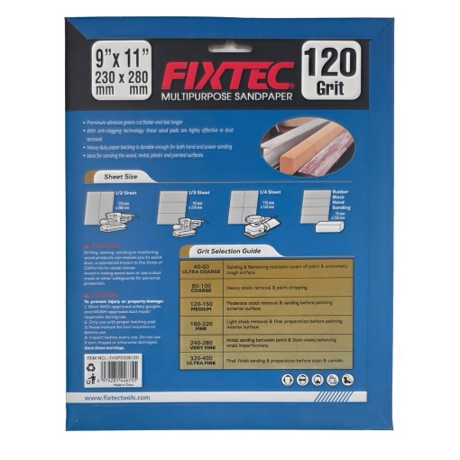 Pachet 5 Bucati Hartie Abraziva FIXTEC P120 pentru Rigips - Img 2