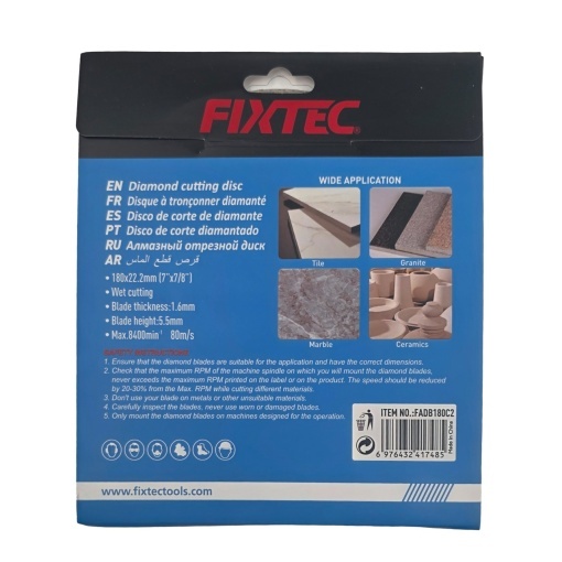 Disc diamantat FIXTEC 180 mm, 5.5 mm pentru taiere cu apa - Img 2