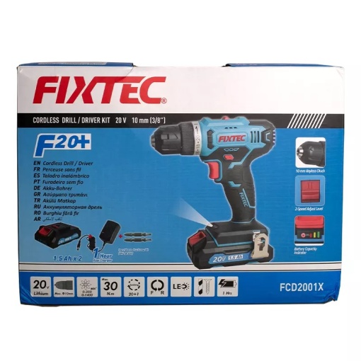 Masina de gaurit si insurubat FIXTEC 20V fara cablu, cu 2 baterii Li-ion de 1500mAh - Img 4