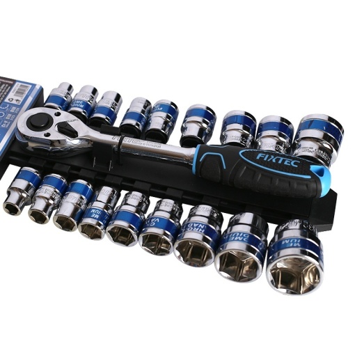 Set chei tubulare FIXTEC 19 elemente 1/2", otel CR-V - Img 3
